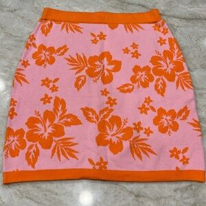 Wild Fable Sweater Knit Mini Skirt | Pink +‎ Orange Jacquard | Size Small